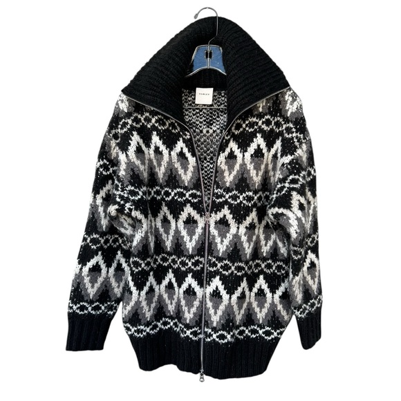 Varley Brooke Fairisle Knit Jacket Full Zip - Black Mountain - Size XS - Picture 2 of 10